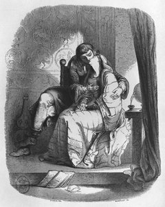 تقبيل هيلوز وأبيلارد ، رسم توضيحي من "Lettres d&39;Heloise et d&39;Abelard" ، 1839