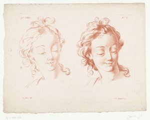 رأسي امرأتين التراكيب مع أجزاء من جسم الإنسان (عنوان المسلسل) IXe Cahier de Principes du Dessin d