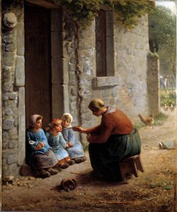 لا بيكي أو الفلاح يغذي أطفاله. لوحة جان فرانسوا ميليت (1814-1875) بواسطة جان فرانسوا ميلت