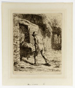 فلاح مع عربة يد بواسطة Jean-Francois Millet