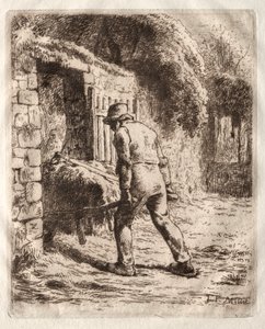 فلاح مع عربة يد بواسطة Jean-Francois Millet