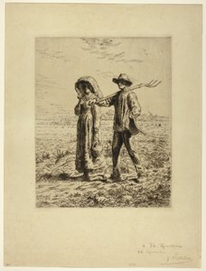 يذهب الفلاحون إلى العمل بواسطة Jean-Francois Millet