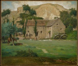 بيت المزرعة ، c.1867-69 (الباستيل على ورق منسوج ، موضوعة على متن) بواسطة جان فرانسوا ميلت