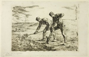 رجلين حفر بواسطة Jean-Francois Millet
