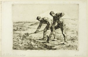 رجلين حفر بواسطة Jean-Francois Millet