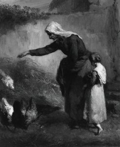 امرأة تطعم الدجاج ، 184648. بواسطة جان فرانسوا ميلت