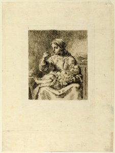امرأة تطعم طفلها بواسطة Jean-Francois Millet