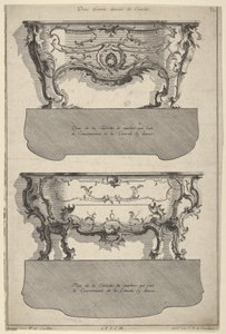 تصاميم لوحدتين من الكومود ، من "Livre de Different dessein de Comodes"، 1745-56 بواسطة كارل ألبرت من ليسبيليز