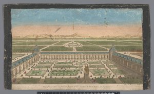 منظر للحديقة و Palacio del Buen Retiro في مدريد منظور Vüe du Palais Royal et des Jardins du Buen Retiro ، en Espagne (العنوان على الكائن) بواسطة جان فرانسوا دومون