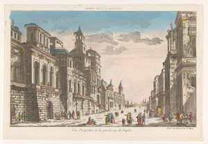 منظر لشارع باتجاه البحر في نابولي La grande rue de Naples (العنوان على الكائن) بواسطة جان فرانسوا دومون