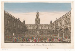 منظر داخلي لبورصة رويال في لندن Vuë interieure de la Bourse Royale à Londres (العنوان على الكائن) بواسطة جان فرانسوا دومون