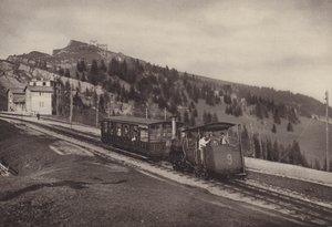 Vitznau Rigi Kulm ، سكة حديدية (b / w photo) بواسطة جين جابريل
