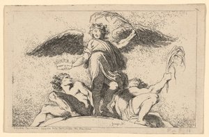 ملاك يحمل نخلة وتاج بواسطة جان أونوريه Fragonard بعد أنيبال كاراتشي