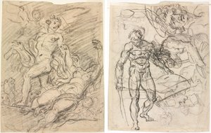 Orpheus و Eurydice (وجه الصفحة) ؛ دراسات الشكل (ظهر) بواسطة Jean-Honore Fragonard