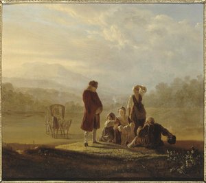 فولتير وفلاحين فيرني ، حوالي 1770. بواسطة جين هوبر