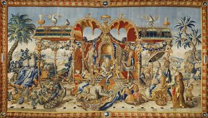 جمهور الإمبراطور الصيني. نسيج جان الثاني براباند (نشط في القرن الثامن عشر) ، صوف حريري وخيط ذهبي وفضي ، حوالي عام 1715. الفن الفرنسي بواسطة جان الثاني براباند