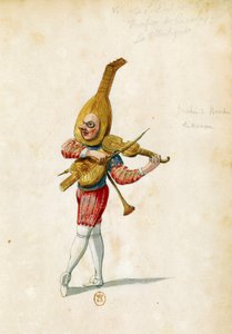 رسم زي جان بيرين الأكبر (1640-1711) لـ Le feste di Amore e di Bacco (احتفالات الحب و Bacchus) ، باليه جان بابتيست لولي (1632-1687) ، تم أداؤه في القصر الملكي في باريس ، 15 نوفمبر
