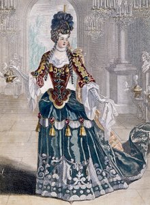 صورة مادموزيل ديسماتينز (1682-1708) ، موسيقي في الأوبرا ، نقش جان بيرين