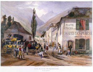 وصول وإصلاح عربة عملاقة في لوز على الطريق إلى باريج ، c.1840