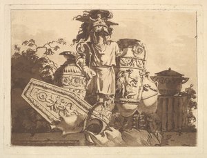 التكوين مع الآثار ، من Recueil de Compositions par Lagrenée Le Jeune Colle ... ، 1782-84. بواسطة جان جاك لاغريني