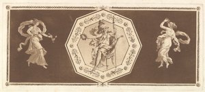 مينيرفا جالسًا في مثمن زخرفي ، مع صورة إلى اليسار واليمين في الليل ... ، 1784. بواسطة جان جاك لاغريني