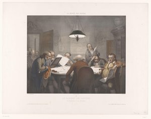 خزانة القراءة مع رجال القراءة على طاولة مستديرة Le Cabinet de Lecture / The Reading Club / Das Lesec Cabinet (العنوان على الكائن) متحف الضحك (عنوان السلسلة) Le Musée des rieurs (عنوان المسلسل على الكائن) بواسطة فرانسوا لويس كاتير