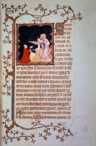 دوق جون الأول من بيري (1340-1416) قبل تمثال الثالوث الأقدس المصغر مأخوذ من المخطوطة (مللي ثانية لات. 18014) "الساعات الصغيرة ليوحنا بيري" "التي أضاءها جون الأسود ، حوالي 1375. باريس ، ب. بواسطة جان لو وورشة عمل (اتر. إلى) نوار