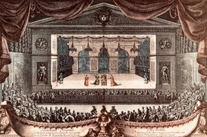 "Le sick imaginaire" (الخيال غير صالح) لجين بابتيست بوكلين دي موليير في فرساي (نقش ملون) بواسطة جان ليبوتر