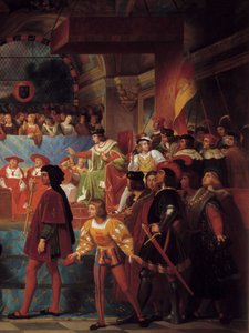 أعلن الملك لويس الثاني عشر أبًا للشعب إلى الولايات العامة لتور في 14 مايو 1506 التفاصيل. لوحة جان لويس بيزارد (1799-1861)