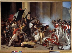 ثورة 1830: "" خلال الثلاثة Glorieuses ، الاستيلاء على متحف اللوفر في 29/07/1830 ومذبحة للحرس السويسريين "لوحة جان لويس بيزارد (1799 - بعد 1861) 1830 صن. 1.76 × 2.45 م باريس ، متحف كارنافالي - ثورة 1830: "" الاستيلاء على متحف اللوفر