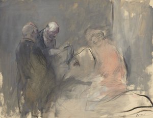 في مستشفى المستطيل رسم في المستشفى مقابل الربع الرابع 1800s أو الثلث الأول 1900 بواسطة جان لويس فورين