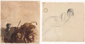 جندي في خندق (وجه الصورة) امرأة مستلقية (ظهر) بواسطة Jean-Louis Forain