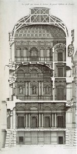 كوتاواي تظهر القاعة الرئيسية في متحف اللوفر ، من "L&39;Arc architecture francoise ، ou Recueil des plans etc." ، vI-V ، 1727-28