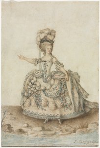 دراسة أزياء مغنية الأوبرا ، 1781. بواسطة جان ميشيل مورو لو جون