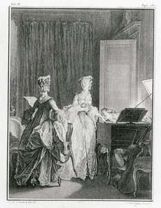 The Harpsichord ، رسم توضيحي من "La Nouvelle-Heloise" لجان جاك روسو (1712-1778) منقوش بواسطة Noel Le Mire (1724-1800) (انظر أيضًا 208105) بواسطة جان ميشيل الأصغر مورو