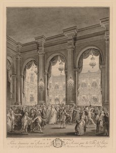 الكرة الملثمة في قاعة المدينة ، 23 يناير 1782. بواسطة جان ميشيل الأصغر مورو
