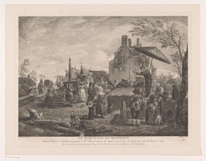 مسرح القرية Le Marchand de Mitridate (العنوان على الكائن) يطبع بعد اللوحات بواسطة Philips Wouwerman (عنوان السلسلة) أعمال Ph.pe Wouwermans Hollandois (عنوان السلسلة) بواسطة جان مويرو