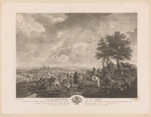 المناظر الطبيعية مع تجار الخيول في السوق Les Maquignons à la Foire (العنوان على الكائن) يطبع بعد اللوحات بواسطة Philips Wouwerman (عنوان السلسلة) أعمال Ph.pe Wouwermans Hollandois (عنوان السلسلة) بواسطة جان مويرو