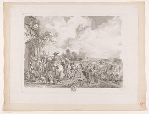 مسافرون أمام نزل البوهيمي يطبع بعد اللوحات بواسطة Philips Wouwerman (عنوان السلسلة) أعمال Ph.pe Wouwermans Hollandois (عنوان السلسلة) بواسطة جان مويرو