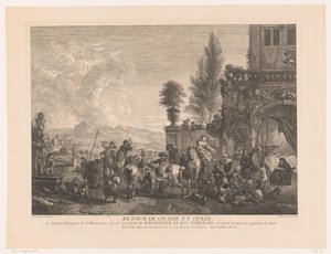 عودة حفلة الصيد Return de chasse et curée (العنوان على الكائن) يطبع بعد اللوحات بواسطة Philips Wouwerman (عنوان السلسلة) أعمال Ph.pe Wouwermans Hollandois (عنوان السلسلة) بواسطة جان مويرو