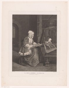 الداخلية مع رسم امرأة استخدام دراسة La Hollandoise (العنوان على الكائن) بواسطة بيير فوكيه
