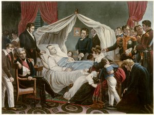 لا مورت دي نابليون ، 5/05/1821 طباعة حجرية لسانت هيلين بواسطة جان بيير ماري جازيت (1788-1871) بعد لوحة تشارلز أوغست ستوبين (1788-1856) مالميزون. متحف شاتو