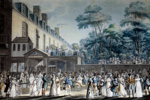 منظر لباريس: منتزه الحديقة التركية. الطباعة الحجرية لجان بيير ماري جازت (1788-1871)