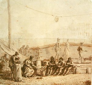 بائع القهوة على بونت نيوف ، 1819 بواسطة جان بيير نوربلين