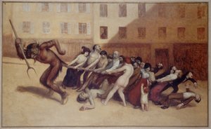 باريسيون يسحبون الشيطان من ذيله، حوالي 1920 (زيت)