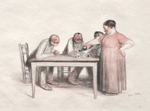 كأس النبيذ (طباعة حجرية ملونة) بواسطة جان فيبر