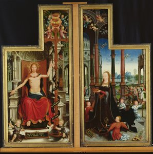 Polyptych لتمجيد الثالوث الأقدس ، لوحات تصور المسيح وعرش والعذراء ، 1509-15 بواسطة جان الأكبر Bellegambe