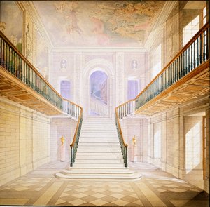 Design for a staircase in the Painted Hall, Chatsworth (watercolor on paper)