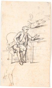 دراسة لصورة عائلة هولمسكيولد من عام 1787: المجلس السري. ثيودور هولمسكيولد جالسًا على طاولة بواسطة ينس جويل