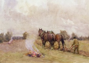 حراثة المشهد بالحرائق في الحقل ، 1910 بواسطة قاعة جيسي